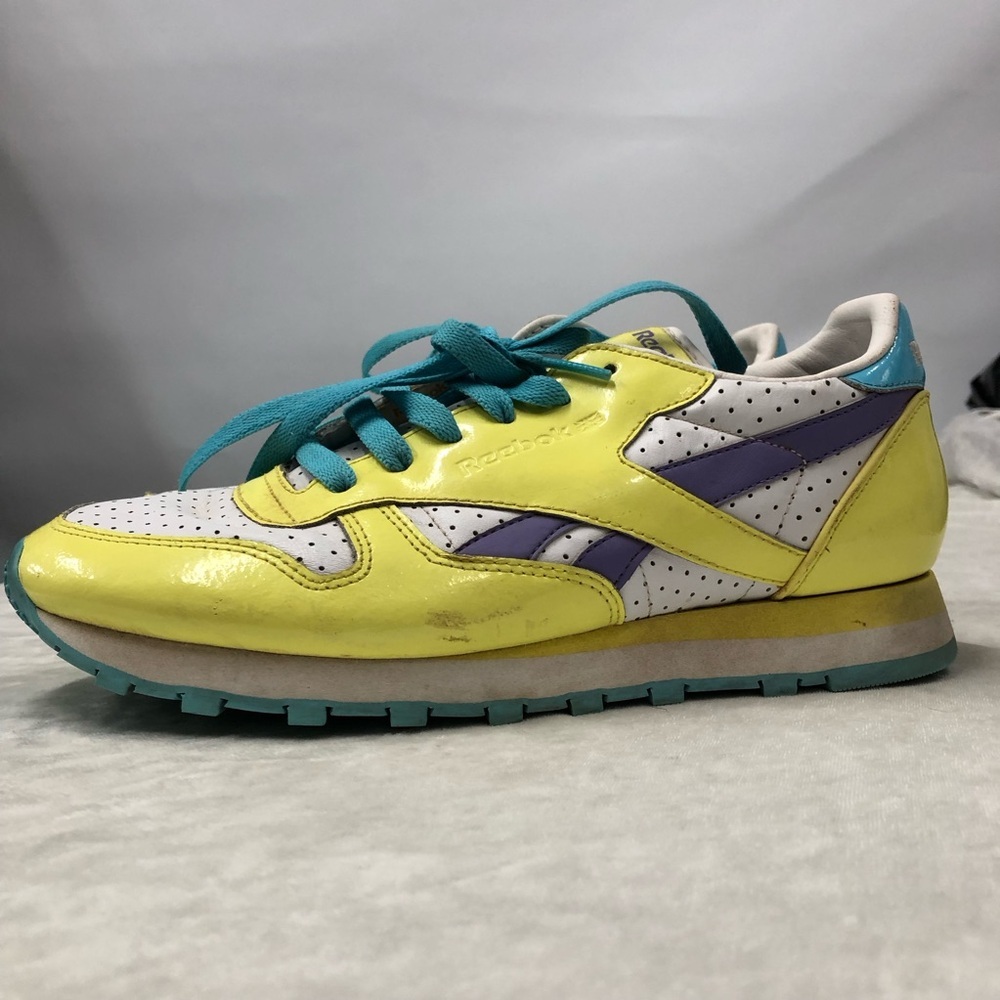 Vintage Reebok Classics yellow and purple size 8 1/2